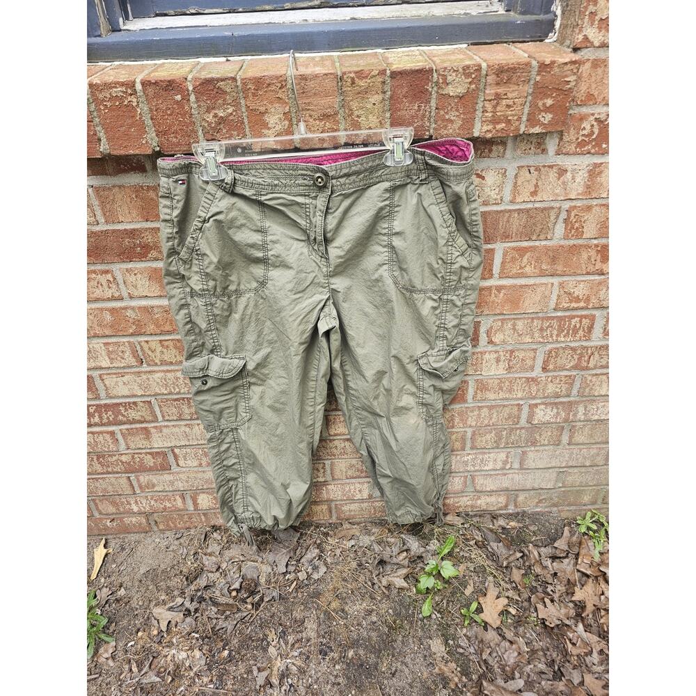 Vtg Tommy Hilfiger Women’s Cargo Capri Pants Utility Crop Chino Hiking Size 12